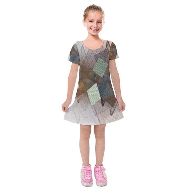 Geometry Diamond Kids  Short Sleeve Velvet Dress