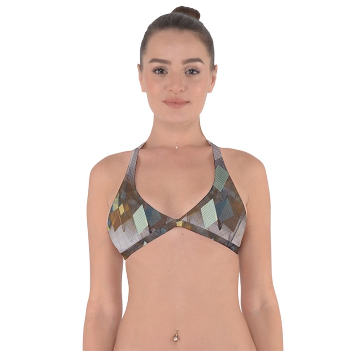 Geometry Diamond Halter Neck Bikini Top