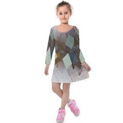 Geometry Diamond Kids  Long Sleeve Velvet Dress by Sparkle