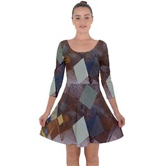 Digital Geometry Quarter Sleeve Skater Dress by Sparkle