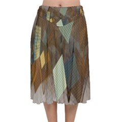 Geometry Diamond Velvet Flared Midi Skirt by Sparkle