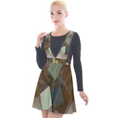 Digital Geometry Plunge Pinafore Velour Dress by Sparkle