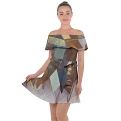 Digital Geometry Off Shoulder Velour Dress by Sparkle