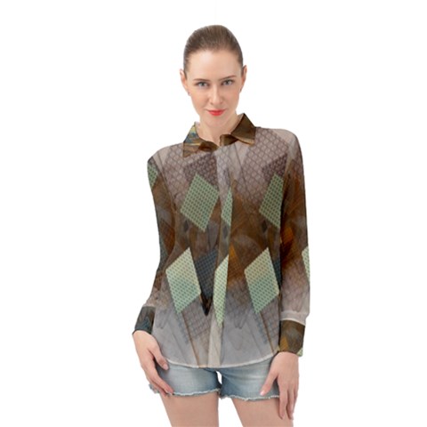 Geometry Diamond Long Sleeve Chiffon Shirt by Sparkle