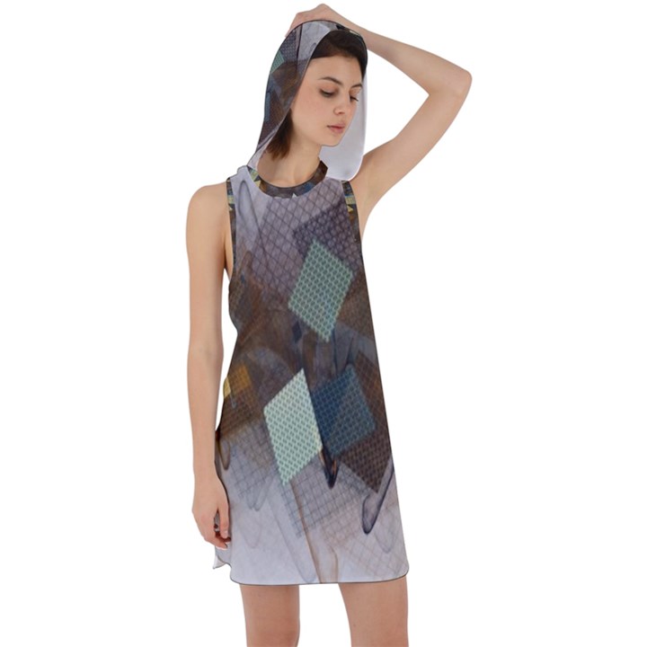 Geometry Diamond Racer Back Hoodie Dress