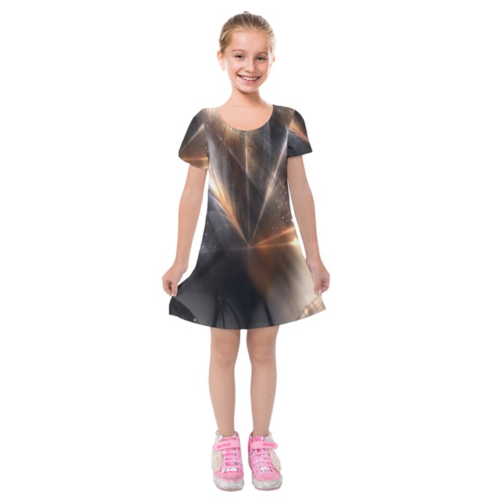 Flash Light Kids  Short Sleeve Velvet Dress