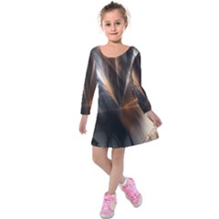 Geometry Diamond Kids  Long Sleeve Velvet Dress by Sparkle