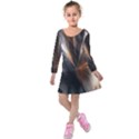 Geometry Diamond Kids  Long Sleeve Velvet Dress View1