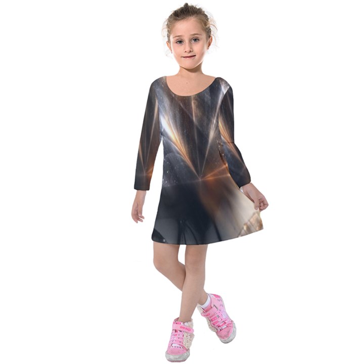 Geometry Diamond Kids  Long Sleeve Velvet Dress