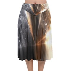 Geometry Diamond Velvet Flared Midi Skirt by Sparkle