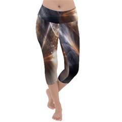 Digital Geometry Lightweight Velour Capri Yoga Leggings by Sparkle