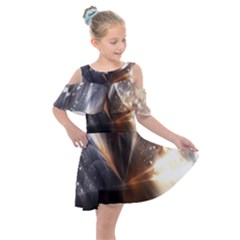 Geometry Diamond Kids  Shoulder Cutout Chiffon Dress by Sparkle