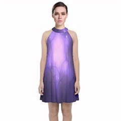 Violet Spark Velvet Halter Neckline Dress  by Sparkle