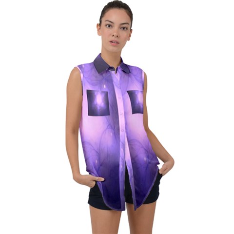 Violet Spark Sleeveless Chiffon Button Shirt by Sparkle