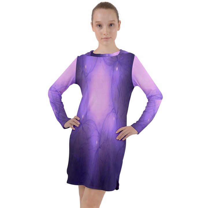 Violet Spark Long Sleeve Hoodie Dress