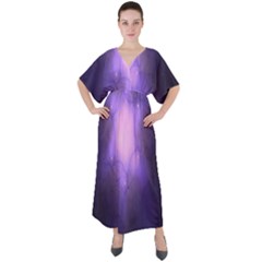 Violet Spark V-neck Boho Style Maxi Dress by Sparkle