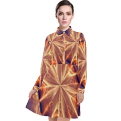 Sun Fractal Long Sleeve Chiffon Shirt Dress by Sparkle