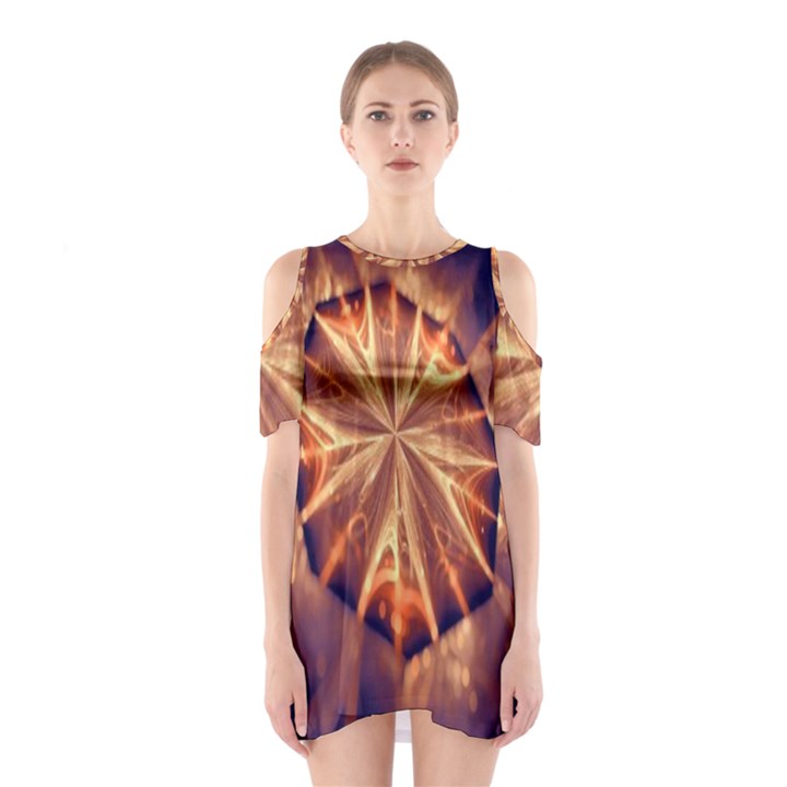 Sun Fractal Shoulder Cutout One Piece Dress