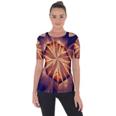 Sun Fractal Shoulder Cut Out Short Sleeve Top by Sparkle