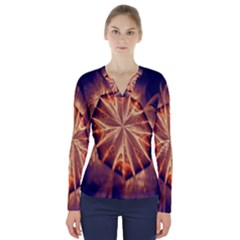 Sun Fractal V-neck Long Sleeve Top by Sparkle