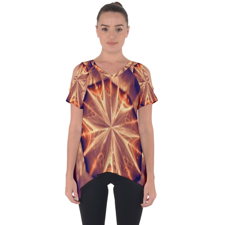 Sun Fractal Cut Out Side Drop Tee