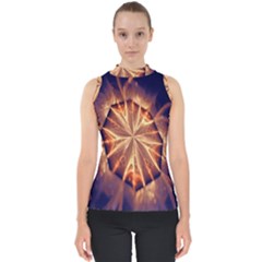 Sun Fractal Mock Neck Shell Top by Sparkle