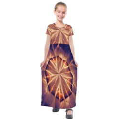 Sun Fractal Kids  Short Sleeve Maxi Dress