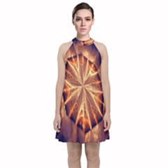 Sun Fractal Velvet Halter Neckline Dress  by Sparkle