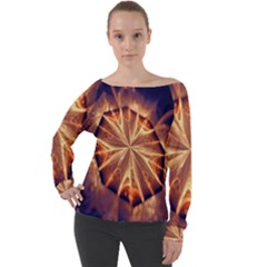 Sun Fractal Off Shoulder Long Sleeve Velour Top by Sparkle