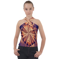 Sun Fractal Cross Neck Velour Top by Sparkle