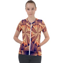 Sun Fractal Short Sleeve Zip Up Jacket by Sparkle