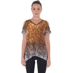 Glitter Gold Cut Out Side Drop Tee by Sparkle