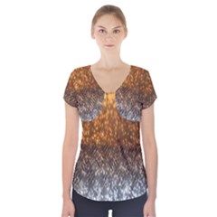 Glitter Gold Short Sleeve Front Detail Top by Sparkle