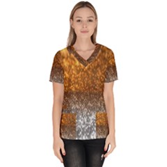 Glitter Gold Women s V-neck Scrub Top by Sparkle