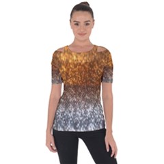 Glitter Gold Shoulder Cut Out Short Sleeve Top by Sparkle