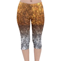 Glitter Gold Velvet Capri Leggings  by Sparkle