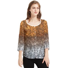 Glitter Gold Chiffon Quarter Sleeve Blouse by Sparkle