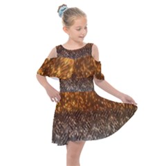 Glitter Gold Kids  Shoulder Cutout Chiffon Dress