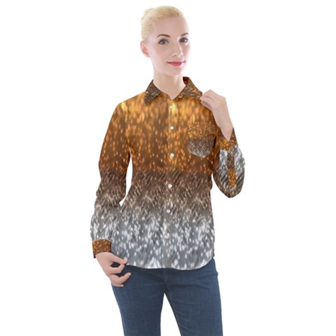 Glitter Gold Women s Long Sleeve Pocket Shirt by Sparkle