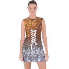 Glitter Gold Lace Up Front Bodycon Dress by Sparkle