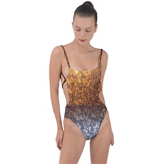 Glitter Gold Tie Strap One Piece Swimsuit by Sparkle