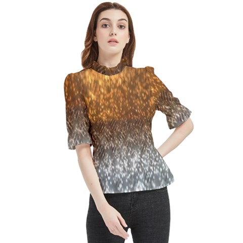 Glitter Gold Frill Neck Blouse by Sparkle