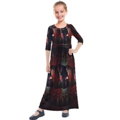 Twist Flower Kids  Quarter Sleeve Maxi Dress by Sparkle