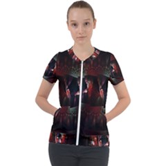 Twist Flower Short Sleeve Zip Up Jacket by Sparkle