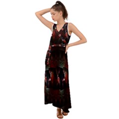 Twist Flower V-neck Chiffon Maxi Dress by Sparkle