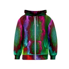 Rainbow Waves Kids  Zipper Hoodie by Sparkle