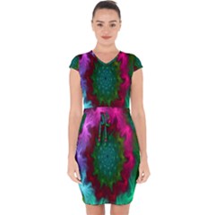 Rainbow Waves Capsleeve Drawstring Dress  by Sparkle