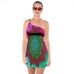 Rainbow Waves One Soulder Bodycon Dress by Sparkle