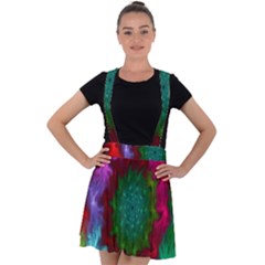 Rainbow Waves Velvet Suspender Skater Skirt by Sparkle