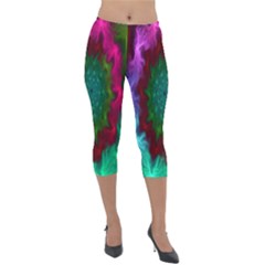 Rainbow Waves Lightweight Velour Capri Leggings  by Sparkle